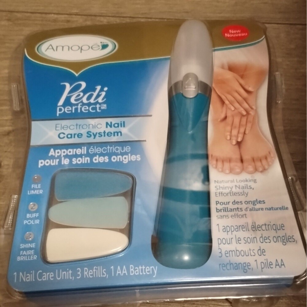 Amope Pedi Perfect Electronic Nail File Kit w/ Unit, 3 Refills & AA Battery